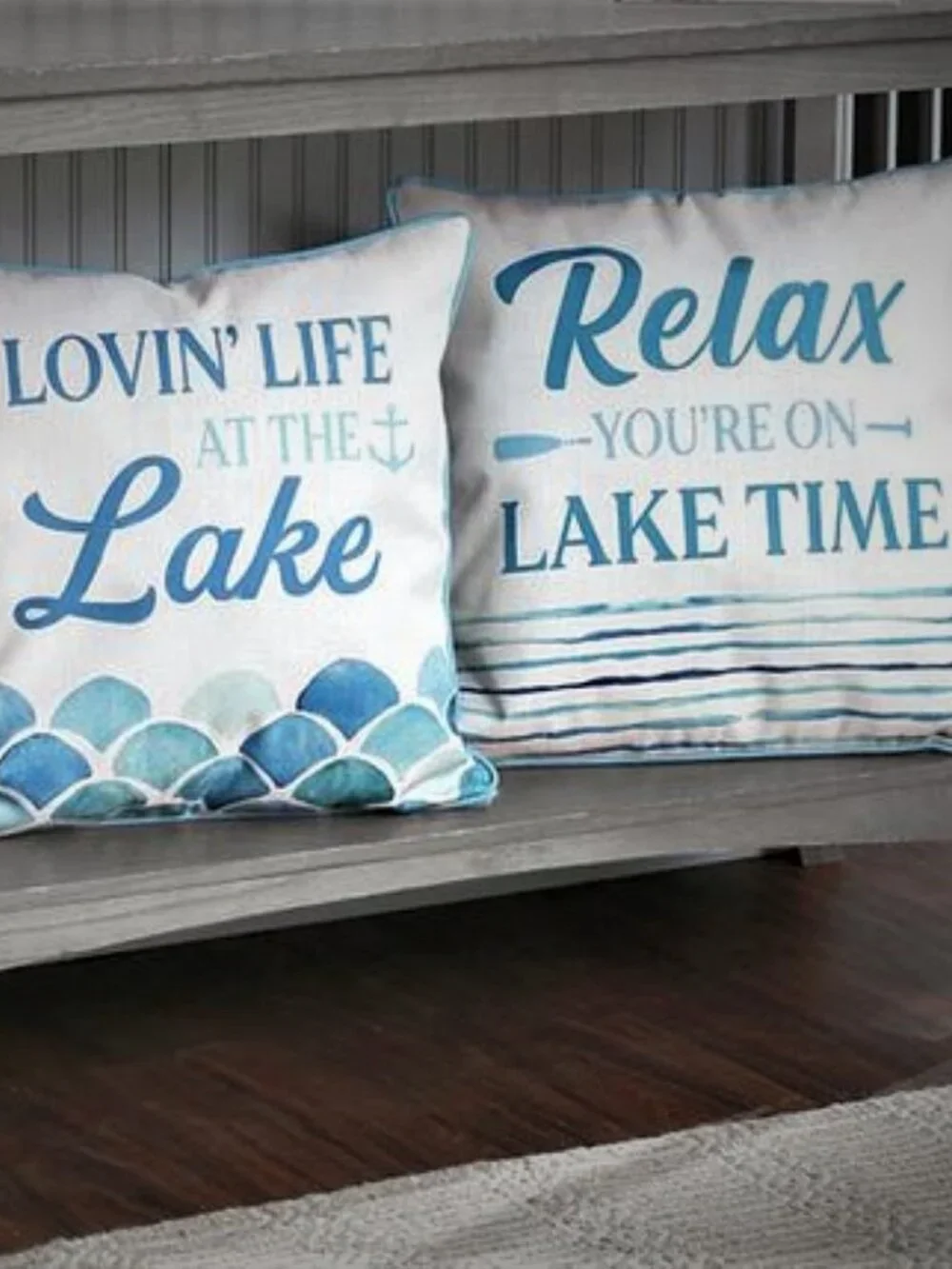 NEW! Lot of 2 Lake Word Pillow Covers Coastal Nautical Beach House 18